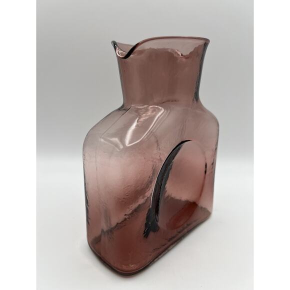 BLENKO Amethyst Purple Glass Double Spouted Water Pitcher Jug Caraf Bottle 8” - Picture 6 of 13